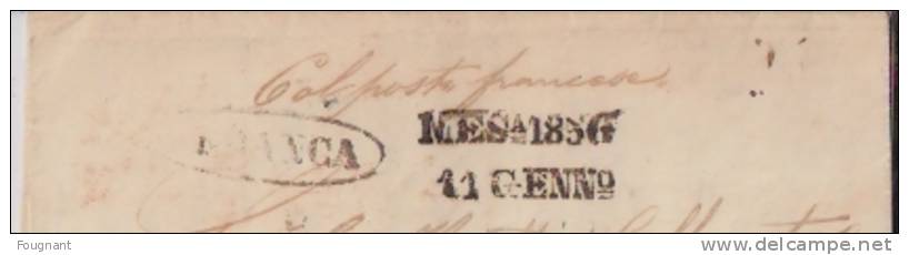 ITALIE:NAPOLI.1856:lettre Envoyée Avec Cachet FRANCA.MESA 41856.11 CENN°+ Texte En Italien. - Napels