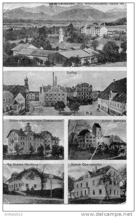 Litho Oelkofen Bayern Grafing MB Schule Rekonvaleszentenheim Handlung Huber 1920 - Bad Toelz