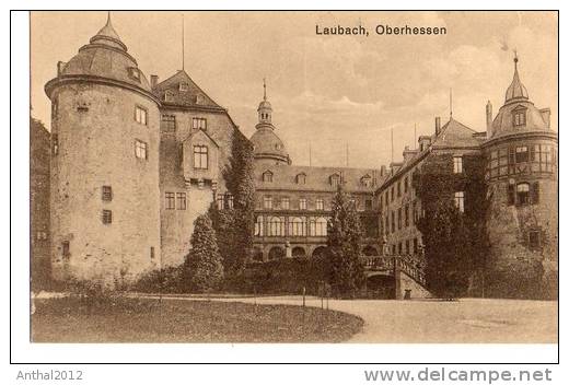 Litho Laubach Oberhessen Mit Schloß Sw Um 1910 - Laubach