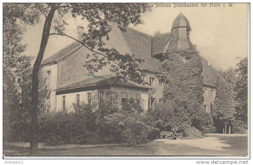 Litho Halle In Westfalen Schloss Steinhausen 7.10.1907 Nach Cassel Wilhelmshöhe - Halle I. Westf.