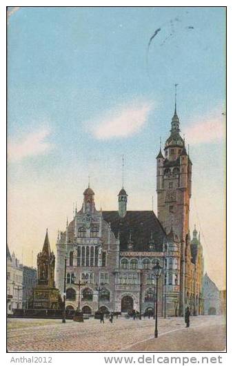 Litho Dessau Jubel-Denkmal Rathaus Kutsche Zugstempel 12.10.1910 - Dessau