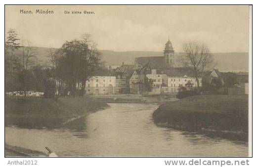 Litho Hann.Münden Dei Kleine Weser Wohnhäuser Sw Um 1910 - Hannoversch Muenden