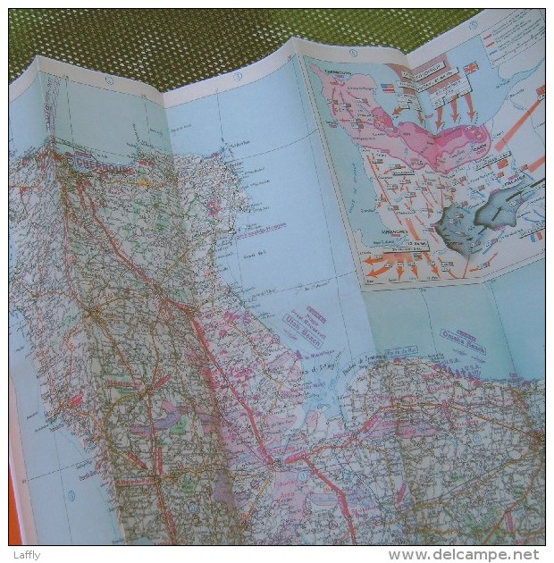 Carte Du Débarquement De Normandie Juin à Aout 1944, Réimpression De La Carte Historique Michelin De 1947 - 1939-45