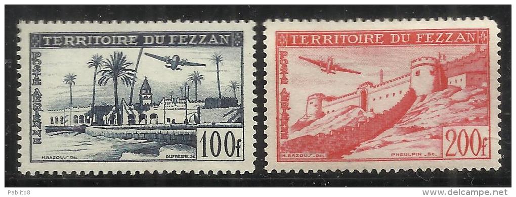 FEZZAN GHADAMES 1951 AIRMAIL AIR AEREA AEREO PLANE OASI BRAK FORTE SEBHA FORT TERRITORIO MILITARE SERIE COMPLETA MNH - Ungebraucht