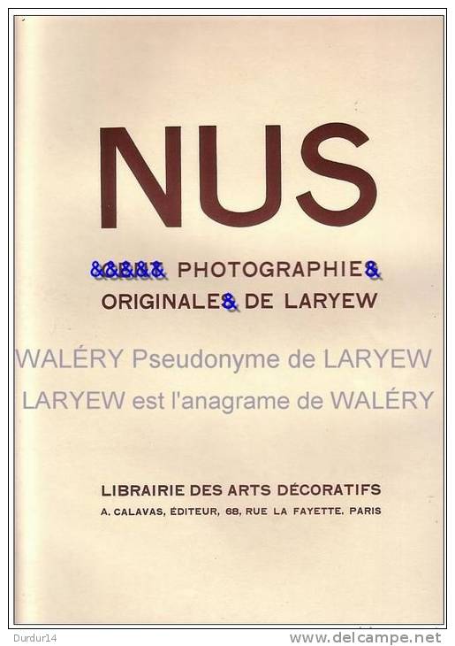 NU ARTISTIQUE  / WALÉRY - LARYÉW / 1 Nu Originale - Vers 1920 - A. CALAVAS   ( N°  LXXVI ) Bon état... - Autres & Non Classés