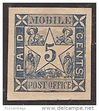 USA 1861 (Estados Confederados - Mobile) - Yvert #2 - Mint No Gum (*) - 1861-65 Etats Confédérés