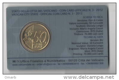 Mon006 Vaticano, Vatikan, Vatican City Coin Card 3 - 2012, Pontificato Papa Pope Benedetto XVI, Official Ufficiale - Vatikan
