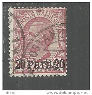 ITALY ITALIA LEVANTE ALBANIA 1907 NUOVO VALORE 20 PARA SU 10 CENT. USED TIMBRATO USED SENZA SCRITTA ALBANIA - Albanië