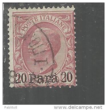 ITALY ITALIA LEVANTE ALBANIA 1907 NUOVO VALORE 20 PARA SU 10 CENT. USED TIMBRATO USED SENZA SCRITTA ALBANIA - Albanië