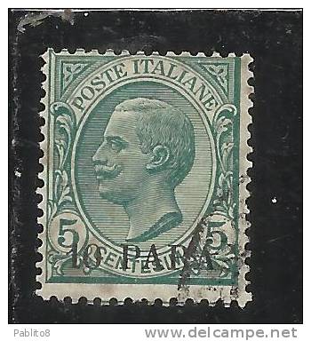 ITALY ITALIA LEVANTE COSTANTINOPOLI 1908 10 PARA SU 5 CENT. USED TIMBRATO - European And Asian Offices