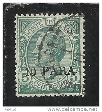 ITALY ITALIA LEVANTE COSTANTINOPOLI 1908 10 PARA SU 5 CENT. USED USATO OBLITERE' - European And Asian Offices