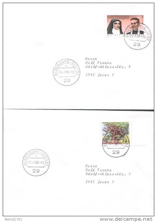 Germany - 1988 # 10 Versch. FDC / 10 Different FDC (b374)- - 1981-1990