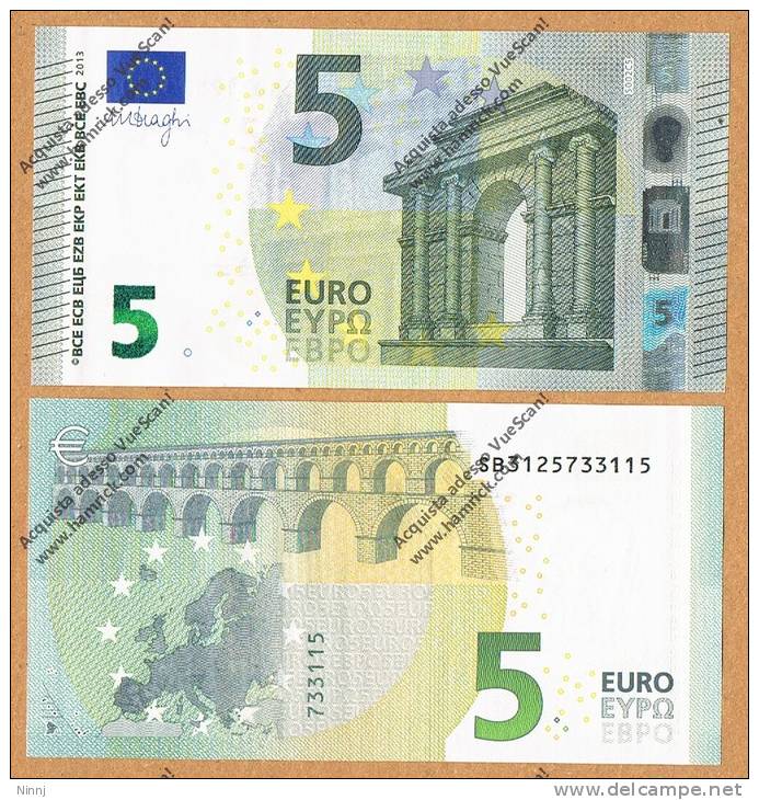 Italia 2013 Nuova Banconota 5 EURO - S002C5 -Emessa 2 Maggio 2013 FDC  Nuova** Integra Mai Circolata - Other & Unclassified
