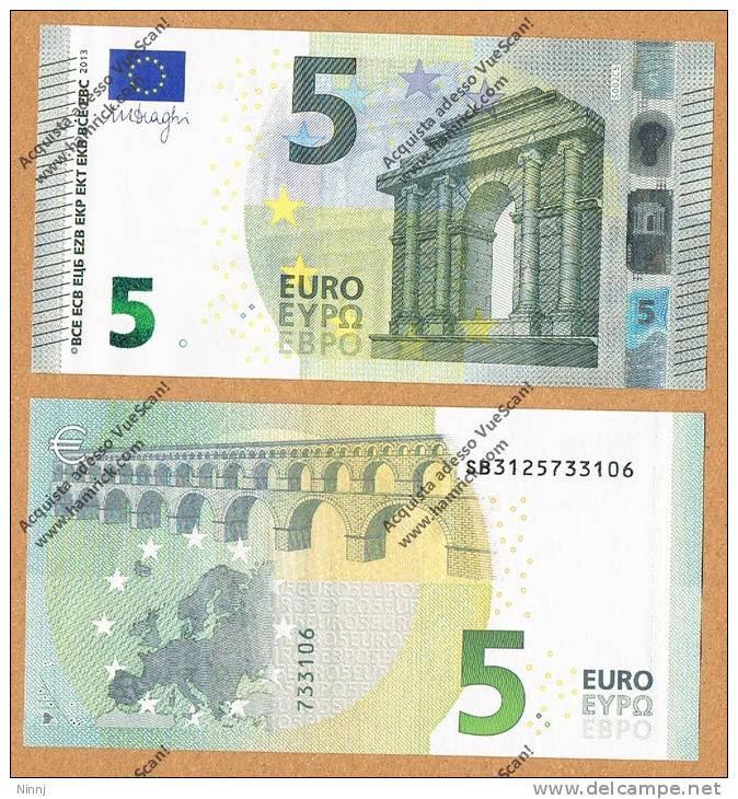 Italia 2013 Nuova Banconota 5 EURO -S002C5- Emessa 2 Maggio 2013 FDC  Nuova** Integra Mai Circolata - Other & Unclassified