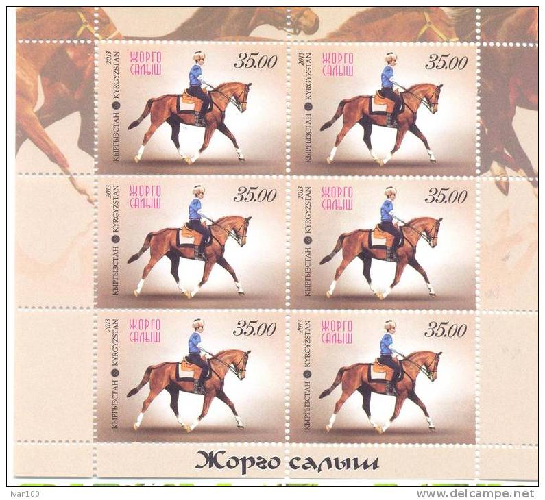 2013. Kyrgyzstan, Sport Games, Horse, Sheetlet Perforated,  Mint/** - Kirghizistan