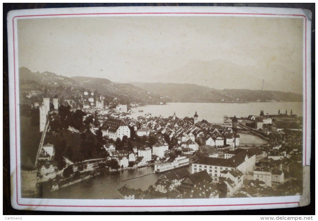 PHOTOGRAPHIE CARTONNEE XIXeme : LUCERNE ET LE RIGI LUZERN SUISSE PHOTOGRAPHE AD. BRAUN A MULHOUSE - Lieux