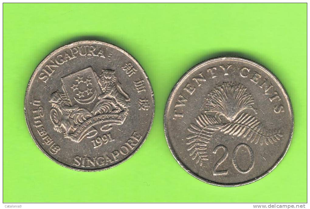 SINGAPUR - SINGAPORE -  20 Cents KM4  -  Ver Años - Look Years - Singapur