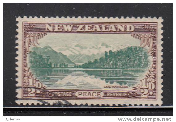 New Zealand Used Scott #247 SG #667a 1/2p Lake Matheson - Printer's Guide Mark - Used Stamps