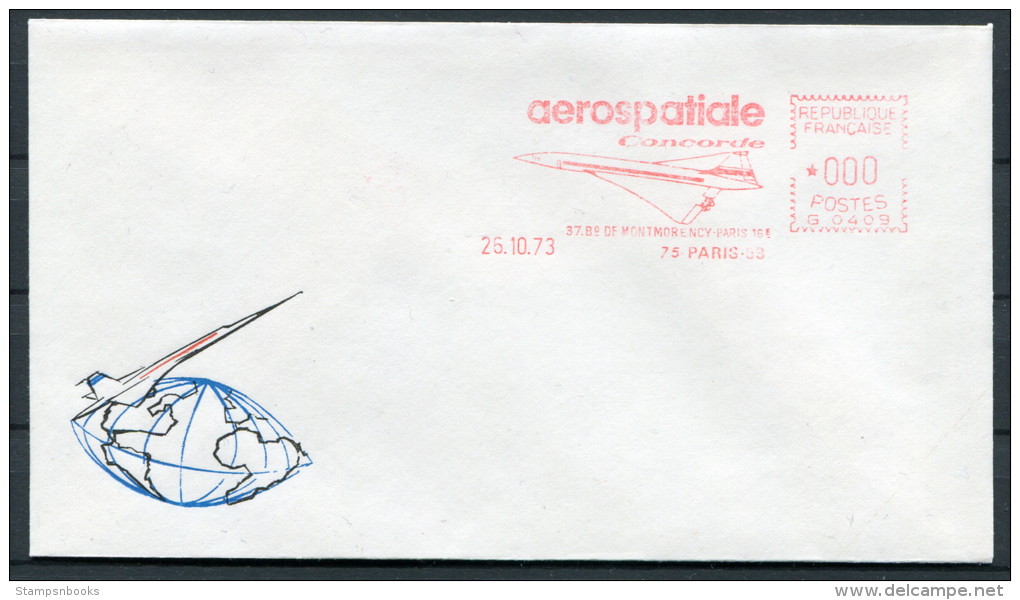 1973 France Paris Concorde Aerospatiale Franking Machine Cover - Concorde