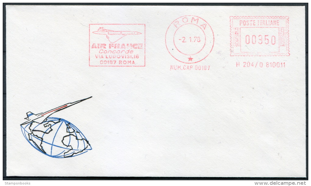 1978 Italy Roma Air France Concorde Franking Machine Cover - Concorde