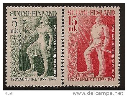 FINLAND 1949 Labour Movement SG 480-1 HM JJ42 - Unused Stamps