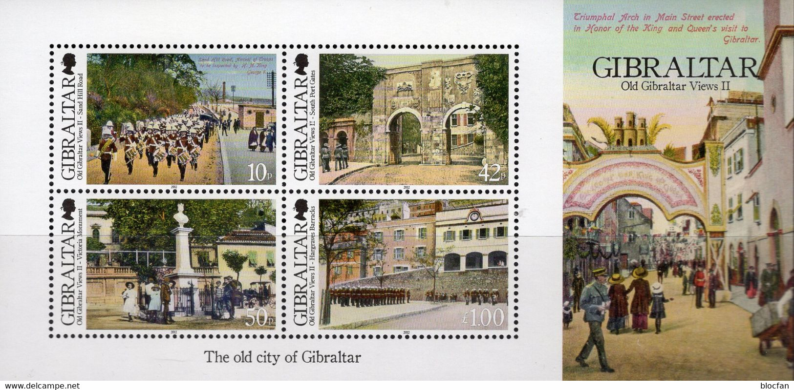 2012 Ansichten Gibraltar Block 108 ** 7€ Stadttor Victoria-Denkmal Kaserne Hill-road Hoja Ss Bloque M/s Sheet Bf UK - Gibraltar