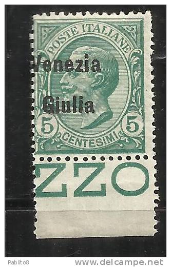 VENEZIA GIULIA 1918 SOPRASTAMPATI D´ITALIA ITALY OVERPRINTED  5 CENT. MNH VARIETY - Venezia Giulia