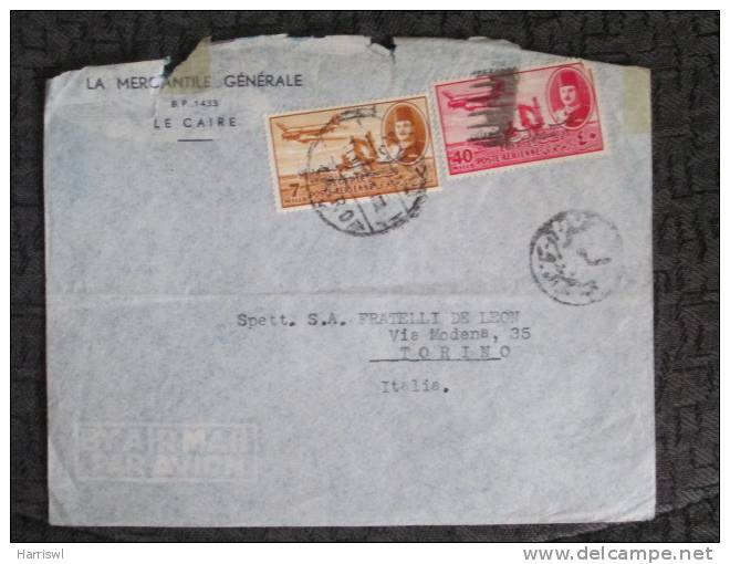 EGYPT COVER CAIRO POSTMARK TO ITALY ? EGYPT CENSOR MARK ? - Covers & Documents