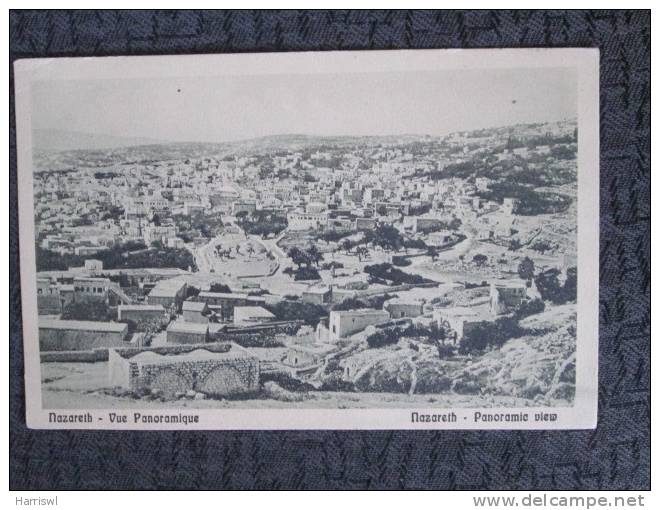 NAZARETH PANORAMIC VIEW BLACK AND WHITE POSTCARD - Palestina