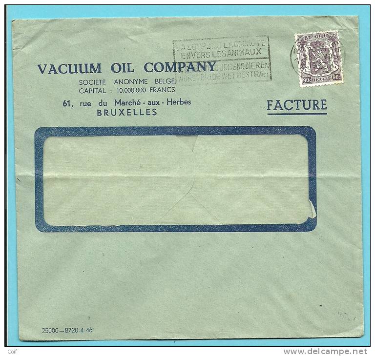 714 Op Brief Met Firmaperforatie (perfin) " V.O.C." Van VACUUM OIL COMPANY Met Stempel BRUXELLES - 1934-51