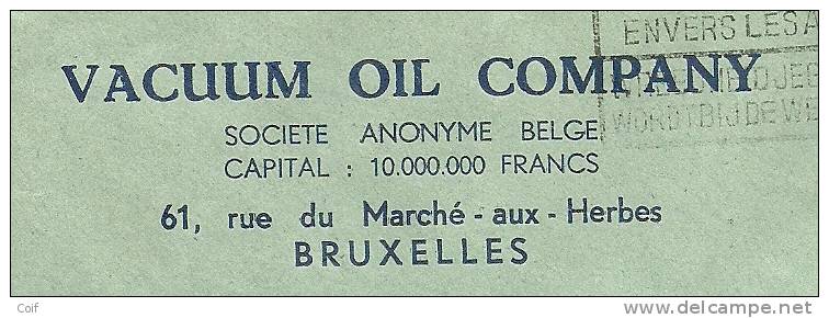 714 Op Brief Met Firmaperforatie (perfin) " V.O.C." Van VACUUM OIL COMPANY Met Stempel BRUXELLES - 1934-51