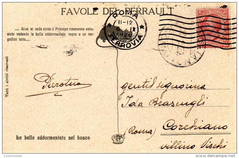 [DC8542] SERIE DI 6 CARTOLINE - FAVOLE DI PERRAULT - VIAGGIATE 1920