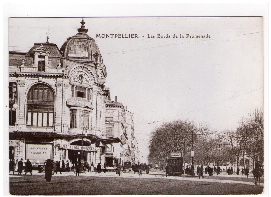 CP 10*15/S463/MONTPELLIER REPRODUCTION AU TEMPS JADIS BORDS DE LA PROMENADE - Montpellier