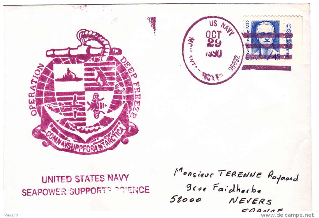 SUBMARINE, SOUS-MARINS, UN NAVY, OPERATION DEEP FREEZ, ANTARCTIC EXPEDITION, SPECIAL COVER, 1990, USA. - Duikboten