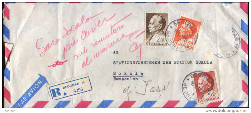 Yugoslavia-Registered Letter Circulated In 1971 In Iasi Romania - Brieven En Documenten