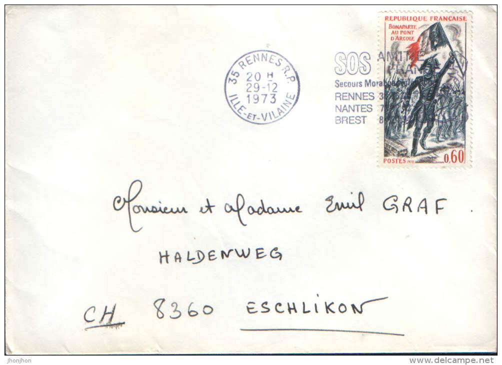 France-Letter Circulated From France In Switzerland In 1973 With A Special Cancellation. - Briefe U. Dokumente