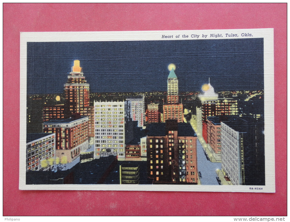 Oklahoma > Tulsa --Heart Of City By Night  Linen  Not Mailed  --- Ref 953 - Tulsa