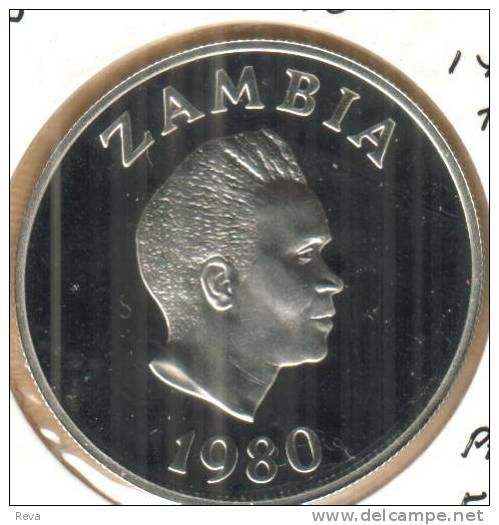 ZAMBIA 10 KWACHA YEAR OF CHILD FRONT MAN HEAD BACK 1980 PROOF SILVER KM21 READ DESCRIPTION CAREFULLY !!! - Zambia