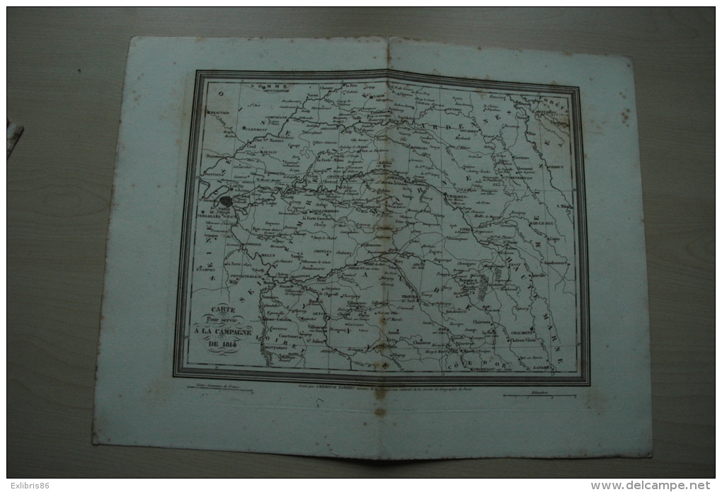 1er EMPIRE Carte Géo Campagne De 1814, Gravure Vers 1842 (Tardieu) ; Ref 039 - Documents Historiques