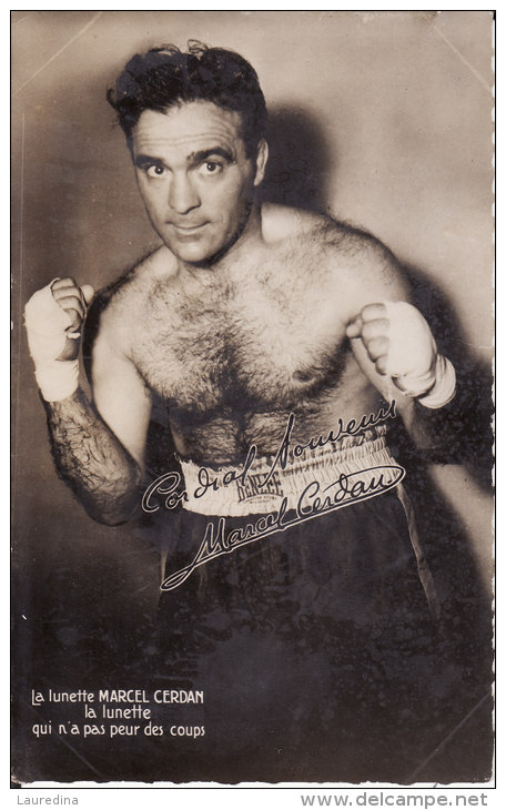 CARTE PHOTO  DE MARCEL CERDAN - Pugilato