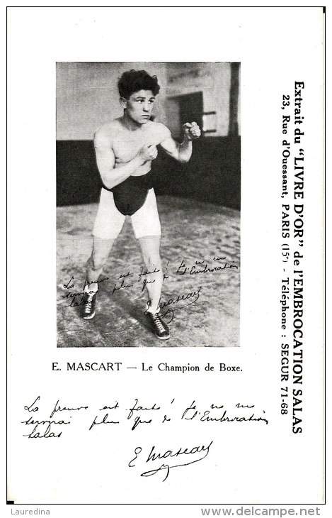 CP   LE CHAMPION DE BOXE E. MASCART - Boxe