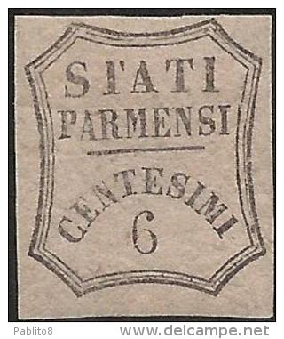 ASI ANTICHI STATI ITALIANI PARMA 1853 - 1857 6 CENT. ROSA VIVO SEGNATASSE PER GIORNALI TASSE TAXES NUOVO MH CERTIFICATO - Parma