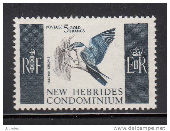 New Hebrides, British MNH Scott #107 5fr White-collared Kingfisher - Ongebruikt