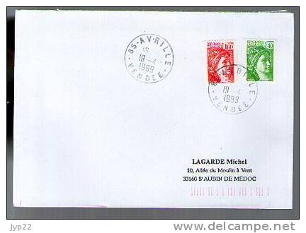 France Lettre CAD Avrillé 19-04-1999 / Tp Sabine Roulette 2157 & 2158 - Roulettes