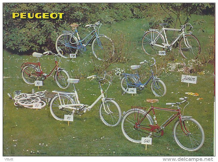 Dépliant Publicitaire (années 1960) : Vélos PEUGEOT, Tout Couleurs, Cycles Piollet, Hardricourt, Toute La Gamme... - Publicidad