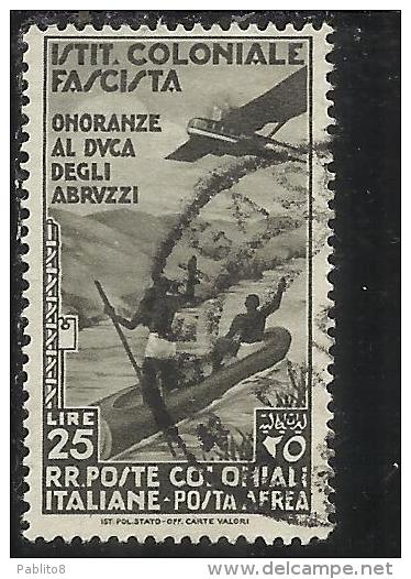 COLONIE ITALIANE EMISSIONI GENERALI 1934 POSTA AEREA AIR MAIL ONORANZE AL DUCA DEGLI ABRUZZI USED TIMBRATO - General Issues