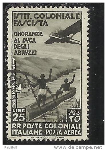 COLONIE ITALIANE EMISSIONI GENERALI 1934 POSTA AEREA AIR MAIL ONORANZE AL DUCA DEGLI ABRUZZI USED TIMBRATO - Emissions Générales