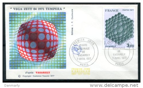 FDC 7/04//77 : Oeuvre Originale De VASARELY - Autres & Non Classés