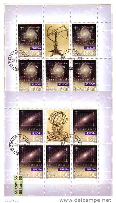 2009  EUROPA –Astronomy  2 S/M Sheet Of 5 Sets /Klb. (used)  Bulgaria /Bulgarie - 2009