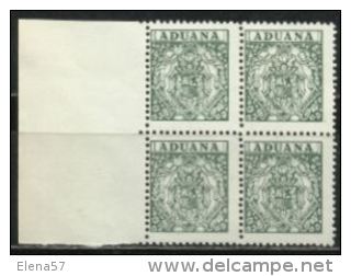 1014-BLOQUE DE 4  SELLOS FISCALES ADUANAS NUEVOS ** TASAS IMPUESTOS FISCALES SPAIN REVENUE MNH  AÑO 1942 .EDIFIL ALEMANY - Revenue Stamps